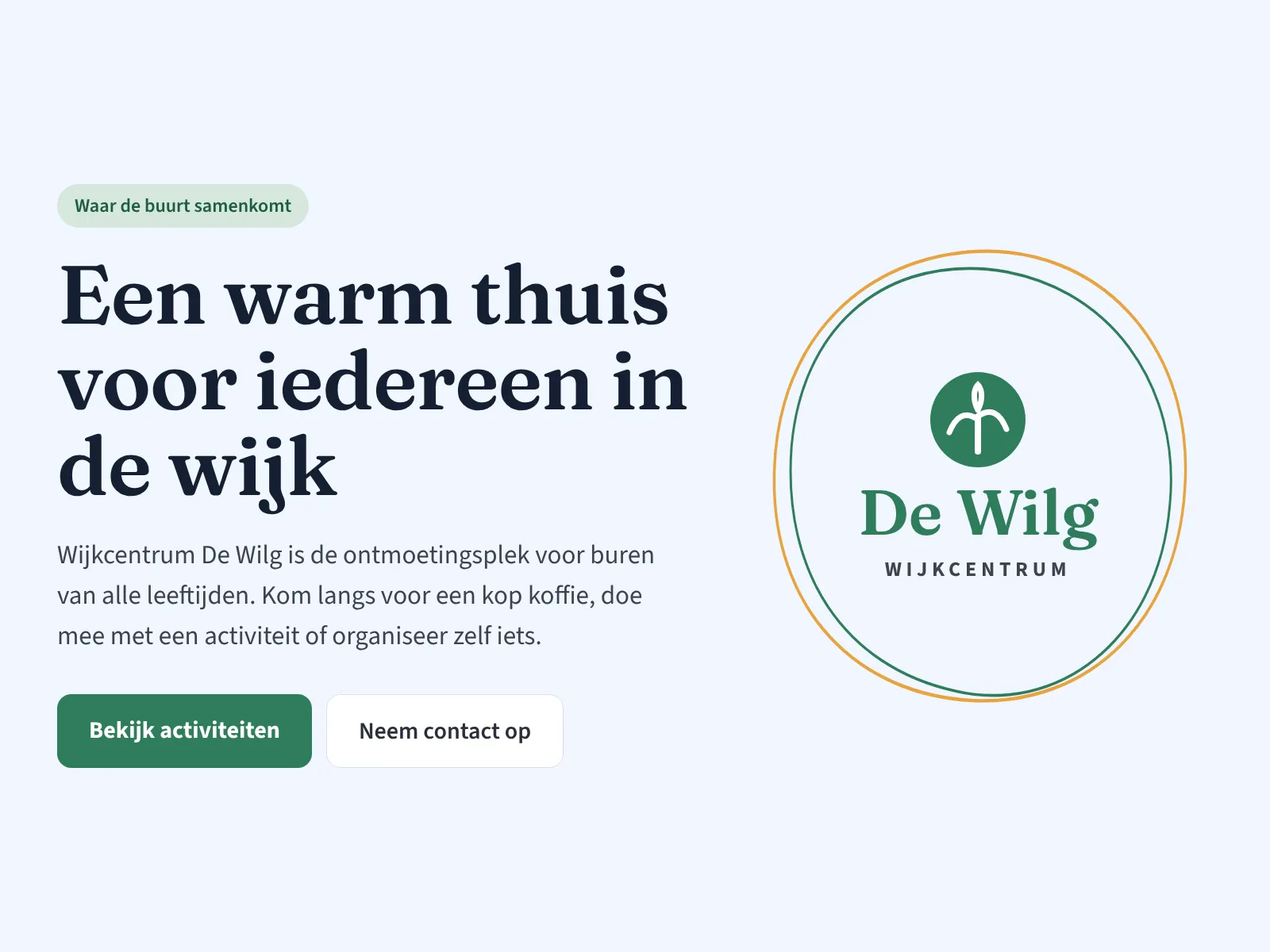 Voorbeeld van een wijkcentrumwebsite in eigen huisstijl